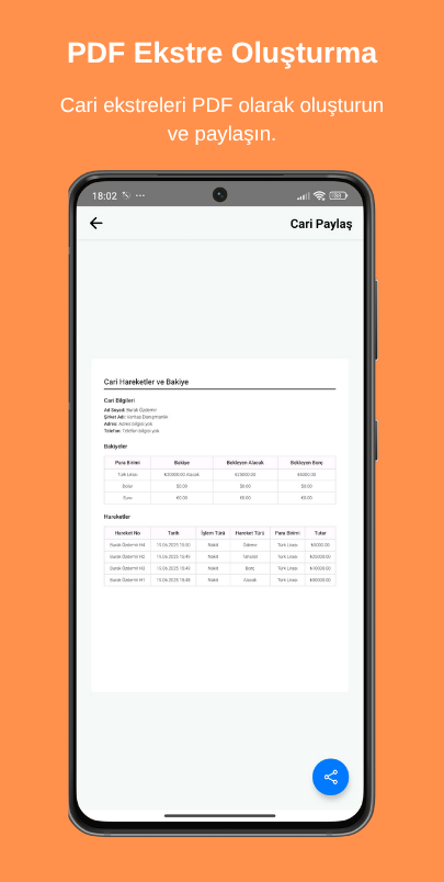 Flexsoft Cari Takip ile cari ekstrelerinizi kolayca paylaşma imkanı