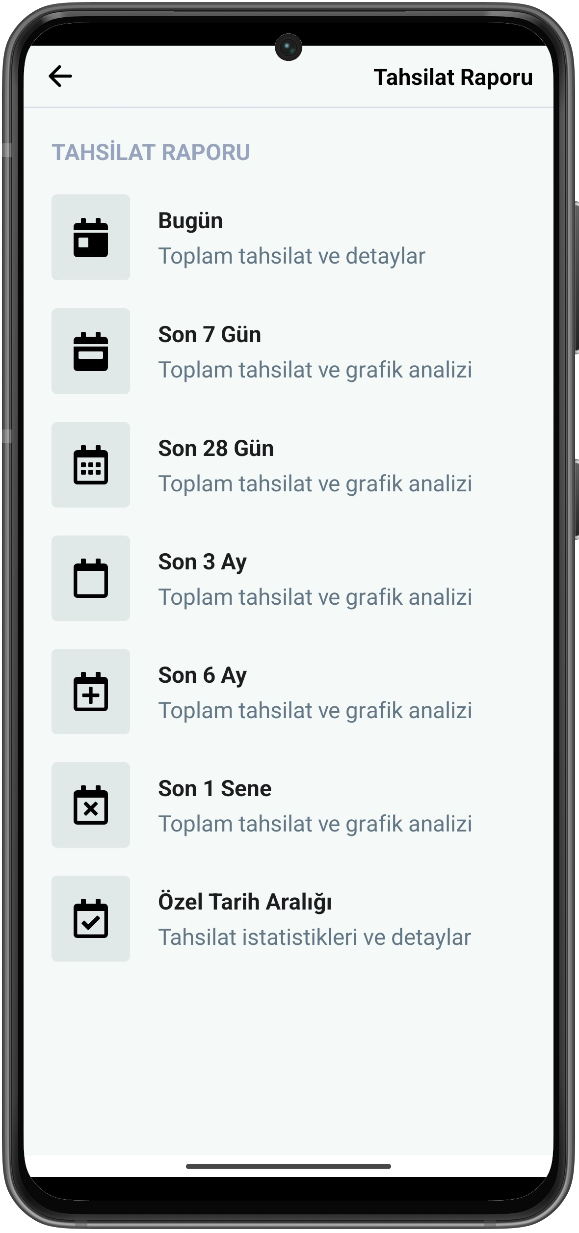 Flexsoft Cari Takip finansal raporlar sayfası ekran görüntüsü